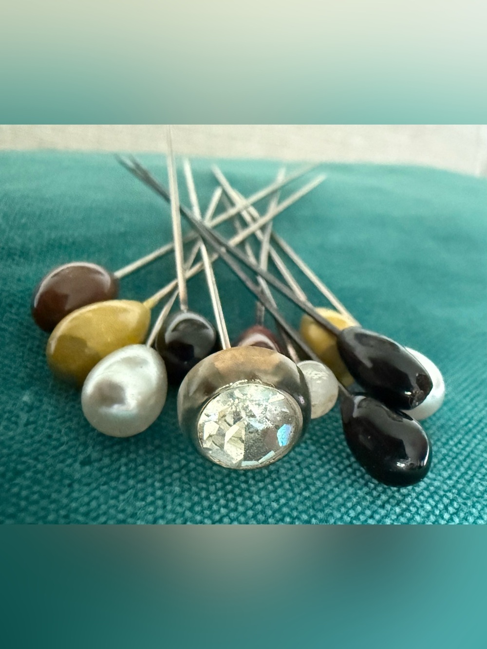 Rhinestone, Faux Pearl, and Solid Color Hat Pins, Set of 11